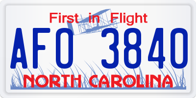 NC license plate AFO3840