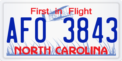 NC license plate AFO3843
