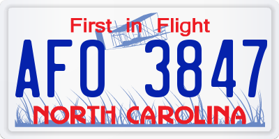 NC license plate AFO3847