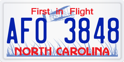 NC license plate AFO3848