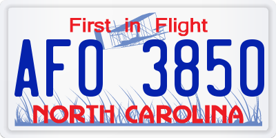 NC license plate AFO3850