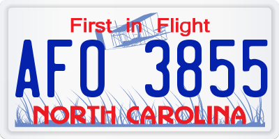 NC license plate AFO3855