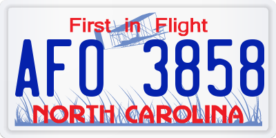 NC license plate AFO3858