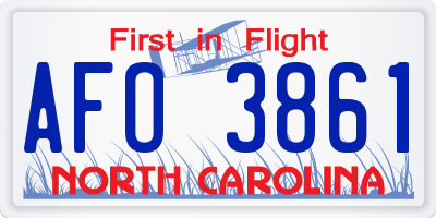NC license plate AFO3861