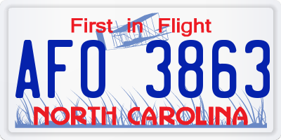 NC license plate AFO3863