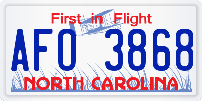 NC license plate AFO3868