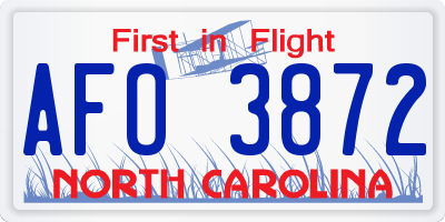 NC license plate AFO3872