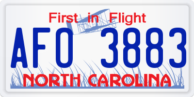 NC license plate AFO3883