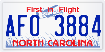 NC license plate AFO3884