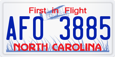 NC license plate AFO3885
