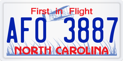 NC license plate AFO3887