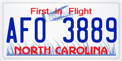 NC license plate AFO3889