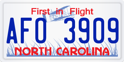NC license plate AFO3909