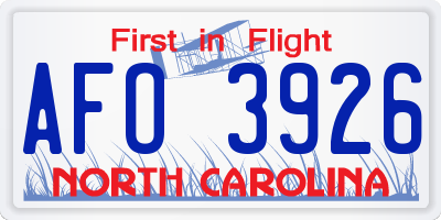 NC license plate AFO3926