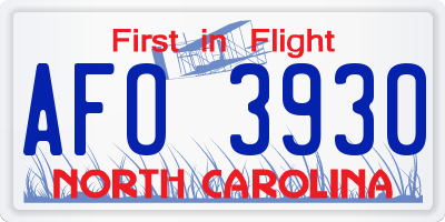 NC license plate AFO3930