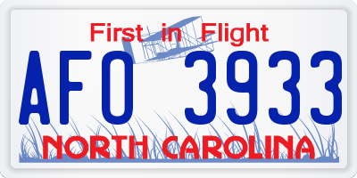 NC license plate AFO3933