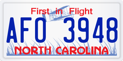 NC license plate AFO3948