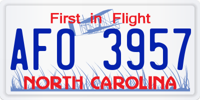 NC license plate AFO3957