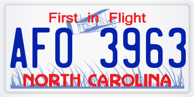 NC license plate AFO3963