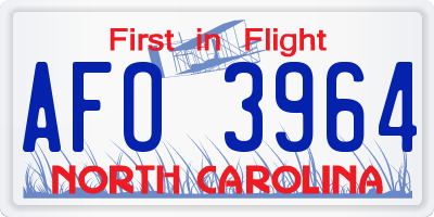 NC license plate AFO3964