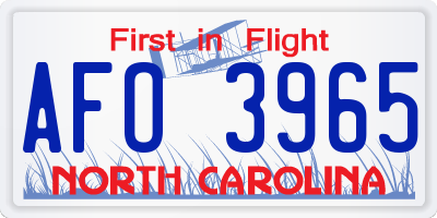 NC license plate AFO3965