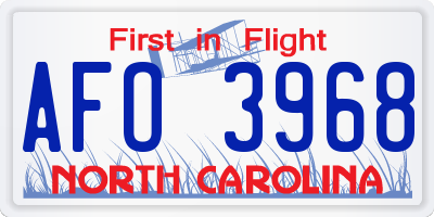 NC license plate AFO3968