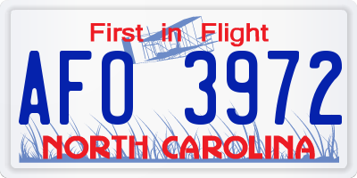 NC license plate AFO3972