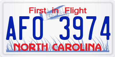 NC license plate AFO3974