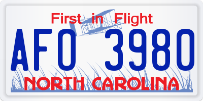 NC license plate AFO3980