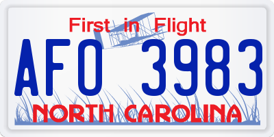 NC license plate AFO3983