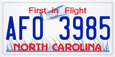 NC license plate AFO3985