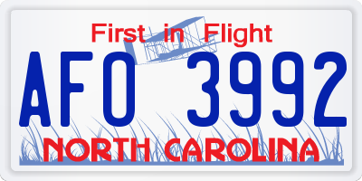 NC license plate AFO3992