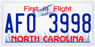 NC license plate AFO3998