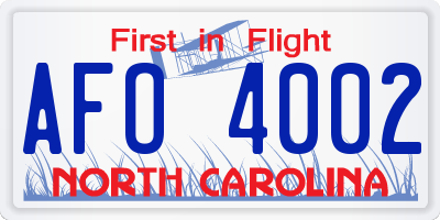 NC license plate AFO4002