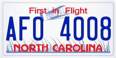 NC license plate AFO4008