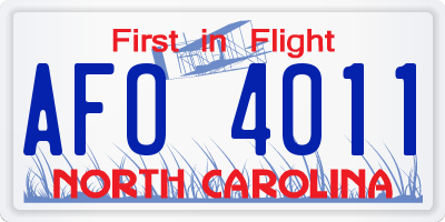 NC license plate AFO4011