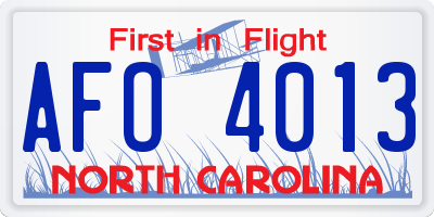 NC license plate AFO4013