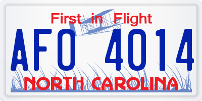 NC license plate AFO4014