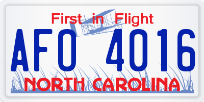 NC license plate AFO4016