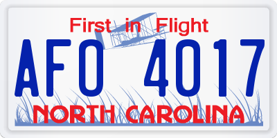 NC license plate AFO4017