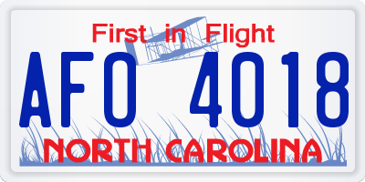 NC license plate AFO4018