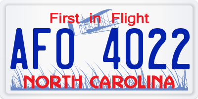 NC license plate AFO4022