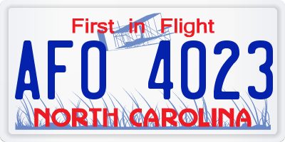 NC license plate AFO4023