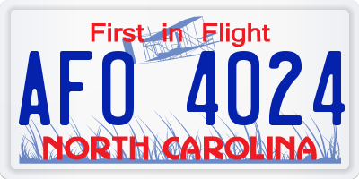 NC license plate AFO4024