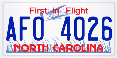 NC license plate AFO4026