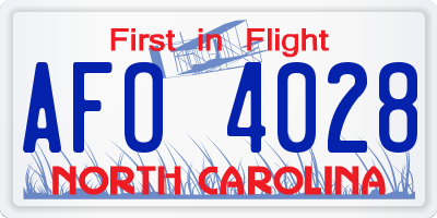 NC license plate AFO4028