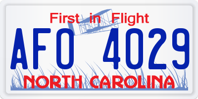NC license plate AFO4029