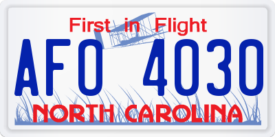 NC license plate AFO4030