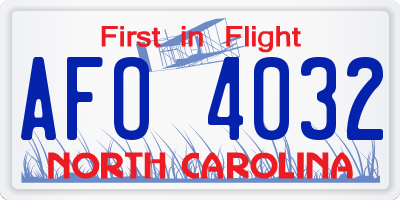 NC license plate AFO4032