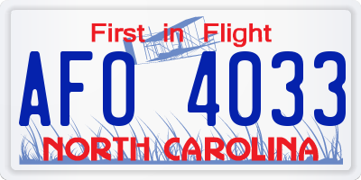 NC license plate AFO4033